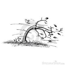 Black And White Umbrella Cartoon Tree In The Wind Wind Art Wind Tattoo Wind Cartoon