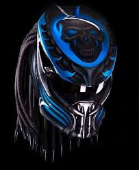 Custom Black And Blue Motorcycle Predator Helmet Black Blue Skull Gloss Approved Dot Size S M L Xl Xxl Nhk Predator Predator Helmet Motorcycle Helmets Predator