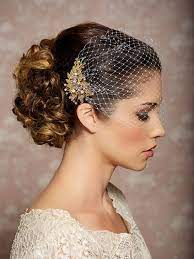Bridal Veil And Gold Bridal Comb Bandeau Birdcage Veil Gold Etsy Wedding Hair And Makeup Bridal Veil Bridal Comb