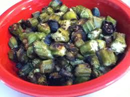 Roasted Okra 1 Bag Sliced Frozen Okra 1 T Olive Oil Sea Salt Heat Oven To 425 Degrees 400 For Dark Roasted Okra Frozen Okra Recipes Vegetarian Recipes