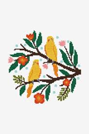 A beautiful bird on a green branch free cross stitch pattern.the chart is also suitable for making greeting cards and other small cross stitch projects. Free Cross Stitch Patterns Dmc