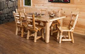 Rustic White Cedar Log Family Dining Table Amish Made In The Usa Clear Coat Rustic Kitchen Design Barn Furniture Family Dining Table