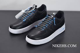 Air Force 1 White Black Blue Fury Women Men New Release Nike Air Force One 07 Lux Black Light Blue White In 2020 Nike Air Force Nike Air Force Ones Nike Air