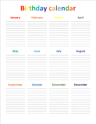 Birthday Chart Templates At Allbusinesstemplates Com