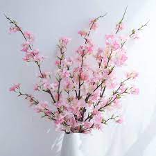 Yuyao Artificial Cherry Blossom Flowers 4pcs Peach Branches Silk Tall Fake Flower Arrangements For Home Wedding Decoration 41inch Pink Silk Flower Arrangem Fake Flower Arrangements Artificial Cherry Blossom Tree Fake Flowers