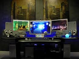 High Tech Office With Hardwood Floors Office Furniture Deals Home Office Setup Computer Room Computer Setup