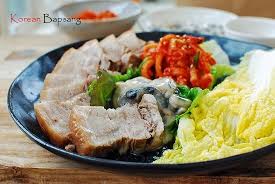 Bossam Korean Boiled Pork Wrap Recipe Korean Bapsang Recipe Pork Wraps Pork Pork Belly Recipes