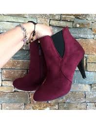 Un large choix à portée de main ! Bottines Rouge Bordeaux A Talon En Petite Pointure Pour Femme