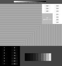 index of camera test chart