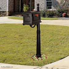 Door closes by a roller catch bracket assembled to door & mailbox assembly. Traditional Cast Mailbox And Spk600 Post Combo