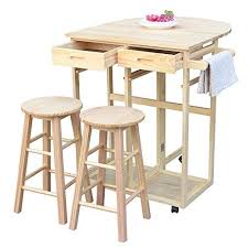 Kepooman Folding Dining Cart Semicircle Solid Wood Kitchen Furniture Dining Table Set Fold Kitchen Table With Storage Dining Room Table Set Wood Kitchen Island