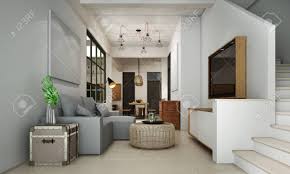 2020 popular 1 trends in lights & lighting, home & garden, furniture, home improvement with modern living home loft and 1. The Modern Loft Living Room And Dining Room Interior Design And Stock Photo Picture And Royalty Free Image Image 122258403
