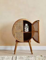 small circular rattan cabinet rose grey vintage furniture design rattan cabinet vintage furniture