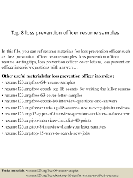 Top 8 Loss Prevention Officer Resume Samples