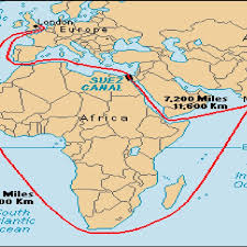 قناة السويس (القنال) هى قناه موجوده فى مصر و بتربط مابين البحر الاحمر و البحر المتوسط. The Suez Canal Shortens The Sea Route From London To The Middle East Download Scientific Diagram