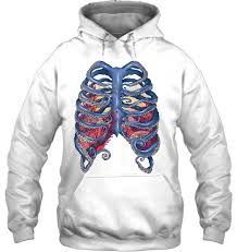 10 oz (330 gm) 70% cotton/30% polyester fleece. Ocean Rib Cage Octopus And Fish Graphic Gift Girls