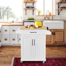 These kitchen islands have a flat top sitting on four or more legs. Topeakmart Rolling Kitchen Cart With Spice Rack Storage Towel Rack Drawer For Dining Rooms Kitchens Living Rooms White Walmart Com Walmart Com