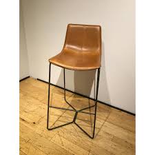 Pottery barn west elm adjustable wood task table lamp light shade lighting. West Elm Slope Bar Stool Saddle Leather Aptdeco