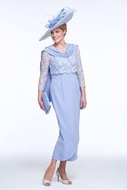 Light Blue Wedding Mother Of The Bride Dress Suits 3 4 Sleeve Chiffon Custom 2pc Mother Bride Weddin Custom Made Prom Dress Mother Of The Bride Dresses Dresses