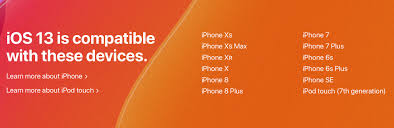 ios 13 compatible devices list all iphone ipad supporting