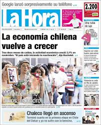 Hora exacta en santiago de chile. Newspaper La Hora Chile Newspapers In Chile Wednesday S Edition January 6 Of 2010 Kiosko Net
