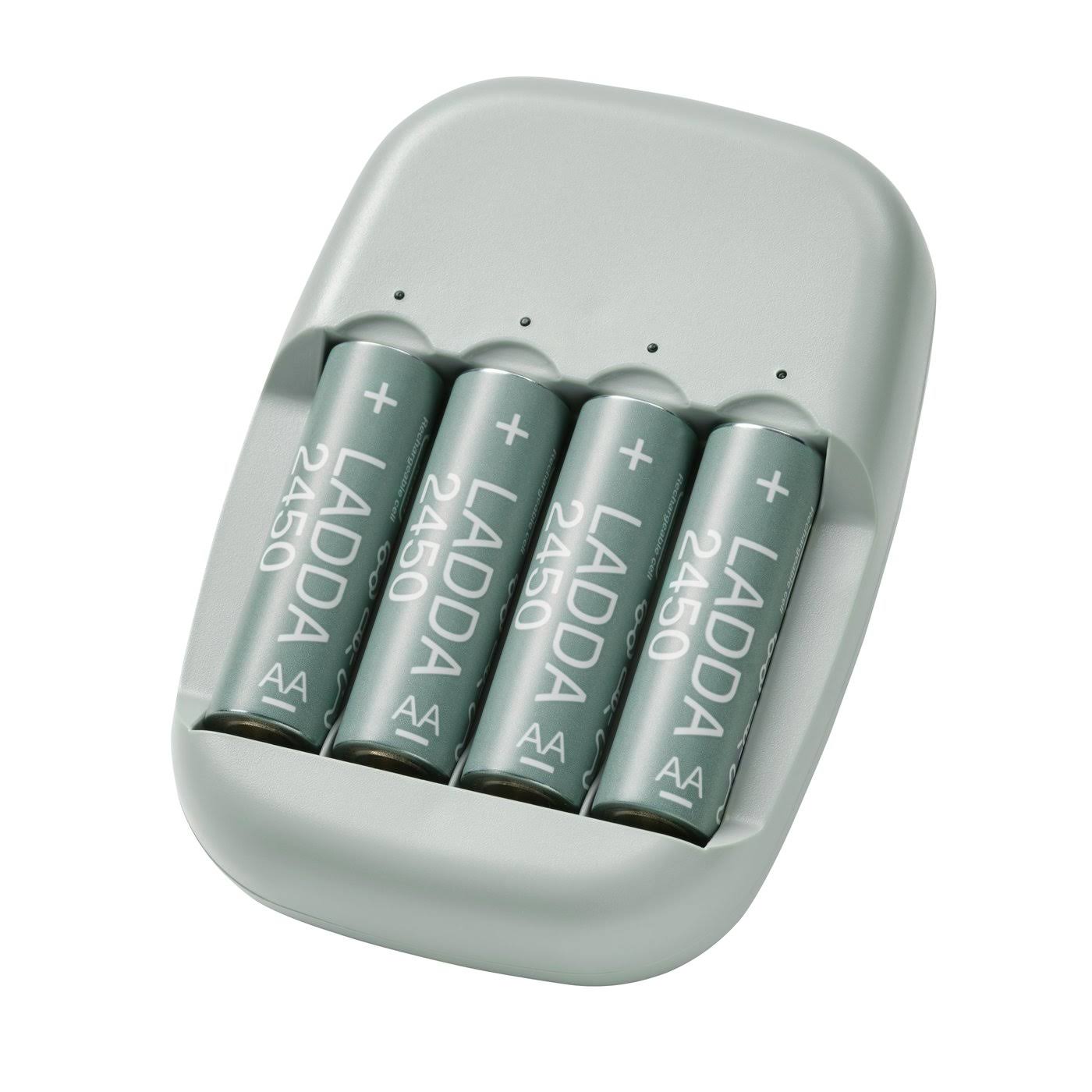 IKEA STENKOL / LADDA battery charger and 4 batteries
