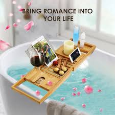 The caddy is the bomb: Expandable Wood Bath Tray Caddy For Tub With Book Tablet Stand Soap Holder Haipusen Bamboo Bathtub Caddy Tray With Mirror Bath Home Kitchen Sailingschool Pl