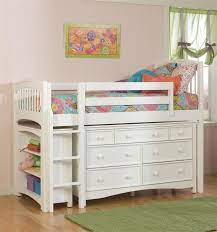 Low Loft Bed With Dresser And Bookcase Underneath Low Loft Beds Bunk Bed Designs Girls Loft Bed