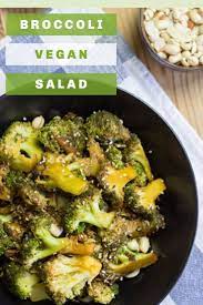 Vegan Broccoli Salad High In Protein Low In Carbs Ready In 12 Mins Recipe Vegan Recipes Healthy Vegan Salad Recipes Vegan Broccoli Salad