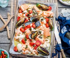 oven roasted seafood with cherry