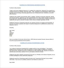 Example Of Professional Reference Letter Reference Letter Sample Character Reference Letter Character Letter Of Recommendation