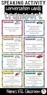 Conversation Starter Cards Transportation Speaking Skills Practice For Teens Speaking Activities Speaking Activities English Speaking Skills