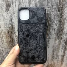 36 52 High Quality Coach Leather Button Case For Iphone 12 Mini Black Iphone Cases Iphone Leather Holster