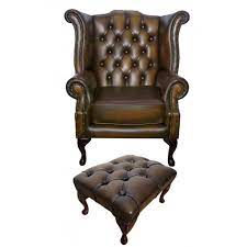 Check spelling or type a new query. Chesterfield Antique Brown Queen Anne Armchair With Footstool