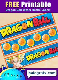 Free Printable Dragon Ball Water Bottle Labels Dragon Ball Labels Printables Free Baby Shower Party Themes