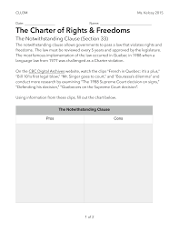 Critics of the notwithstanding clause argue it is inconsistent with the entrenchment of human rights and freedoms and fear that the majority may impose upon or limit minority rights unconstrained by the constitution (roy and brosseau). Https Cogleyatadamscott Weebly Com Uploads 1 8 9 9 18999037 Notwithstanding Clause Activity Pdf