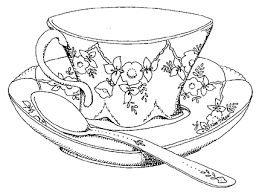 Printable line design of tea to adult coloring page. Tea Cup With Spoon Drawing Tea Cups Teacup Tattoo Coloring Pages