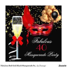 Fabulous Red Gold Black Masquerade Party Invitation Zazzle Com Masquerade Party Invitations Masquerade Party Red Party Themes