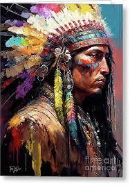 Indian Warrior Greeting Cards for Sale