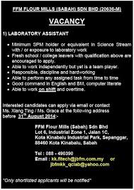 Iklan Kekosongan Syarikat Ffm Flour Jobsmalaysia Sabah Facebook