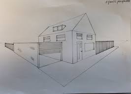 Twee Punts Perspectief Perspectief Tekening Perspectief Architectuur Tekening