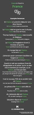 Now, according to the rules of prepositions of places, you would say: How To Say France In French Clozemaster