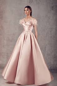 Ziad Germanos Off Shoulder Mikado Tulle Evening Gown Zg24 Evening Gowns Gowns Soiree Dress