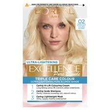 The client uses a color saving shampoo and conditioner with a heat protectant for any styling. L Oreal Paris Excellence Ultra Light Permanent Hair Dye Golden Blonde 02 Sainsbury S