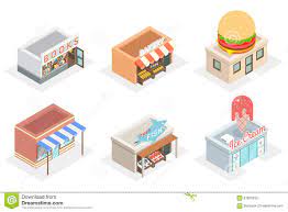 Vector Shops And Stores 3d Isometric Icons Stock Vector Illustration Of Isometric Design In 2020 Isometric Photographer Business Card Template Building Illustration