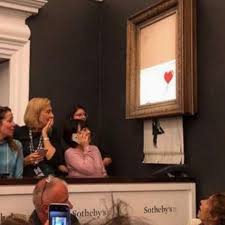 Banksy also reveals that the painting was supposed to be fully shredded , stating that in rehearsals it worked every time. in the actual prank, something still frames from banksy's director's cut. Banksy Artwork Shredded Moments After Selling For Record 1 4 Million Abc News