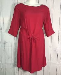 New J Jill Lp Large Petite Claret Dress Red Drawstring Waist 3 4 Sleeve Ebay Clothes For Women Online Clothing Fashion