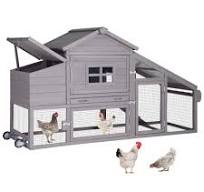 Aivituvin Movable Chicken Coop with Wheels, Large Poultry Cage for Outdoor,  Wood Hen House with Nesting Box Backyard Chicken House