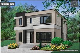 This house plan is suitable for a downsloping lot with a 2 car garage located on the rear. Contemporary Style House Plan 3 Beds 2 5 Baths 2063 Sq Ft Plan 23 2646 House Designs Exterior Cool House Designs Modern House Plan
