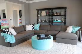 Tiffany Blue And Grey Family Room Love That Sectional I M Normally Not A Fan Of Tiffany Blue But It Wo Living Room Grey Teal Living Rooms Home Living Room